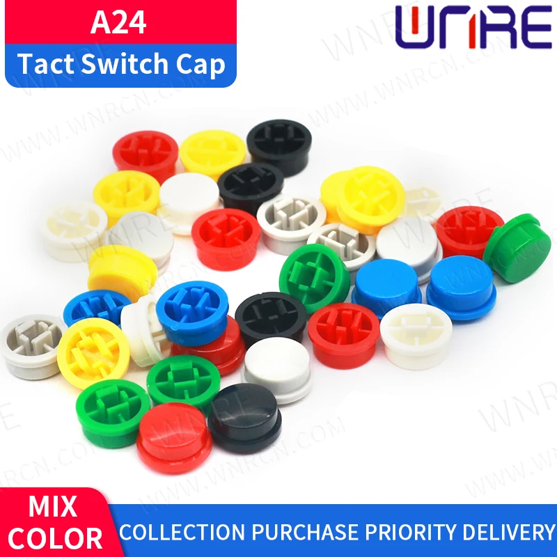 Круглые тактильные кнопки 50 шт., пластик, красный, синий, желтый, белый, черный, серый, 12*12*7.3 мм