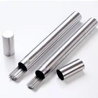 50pcs stainless steel skewers round flat barbecue skewers in tube bbq needle grilling bbq sticks