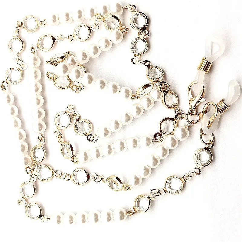 

2021 new glasses chain 6mm crystal pearl non-slip hanging neck mask chain jewelry wholesale holder for glasses chains