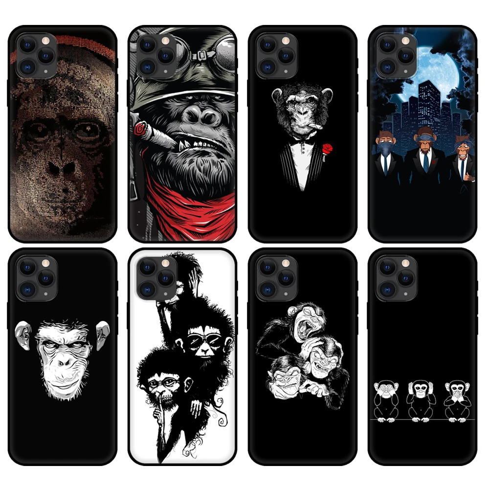 Чехол для iphone 5, 5s, se, 6, 6s, 7, 8 plus, x, 10, XR, XS, 11 pro MAX, с изображением трех мудрых обезьян