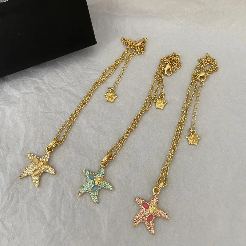 

European and American fashion trend starfish necklace in three colors