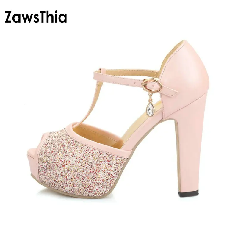 Женские туфли ZawsThia летние лодочки на высоком каблуке и платформе с открытым