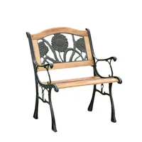 Outdoor Single Park Chair Community Courtyard Solid Wood Anticorrosive Cast Iron Backrest Wrought Iron Square Garden Rest Area