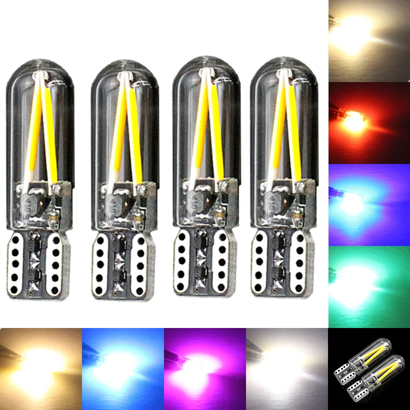 Новые 4 шт. 12v без полярности Canbus T10 светодиодный лампы W5W светодиодный 194 192 168 лампа теплый белый с украшением в виде кристаллов льда синего, зеленого, красного, розового, авто