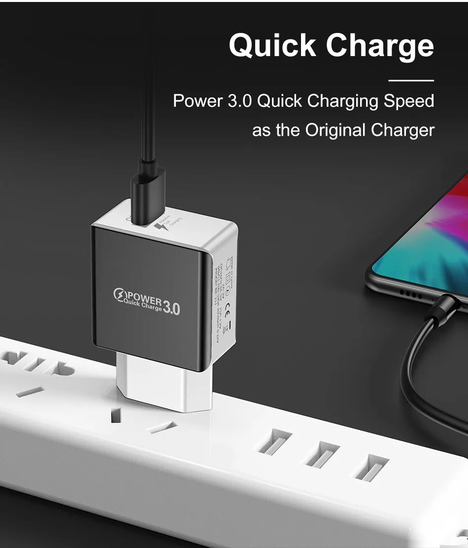 USLION mi ni USB настенное зарядное устройство QC 3,0 USB быстрое зарядное устройство для мобильного телефона для путешествий для iphone 7X8 6 6S samsung Xiaomi mi 8 huawei