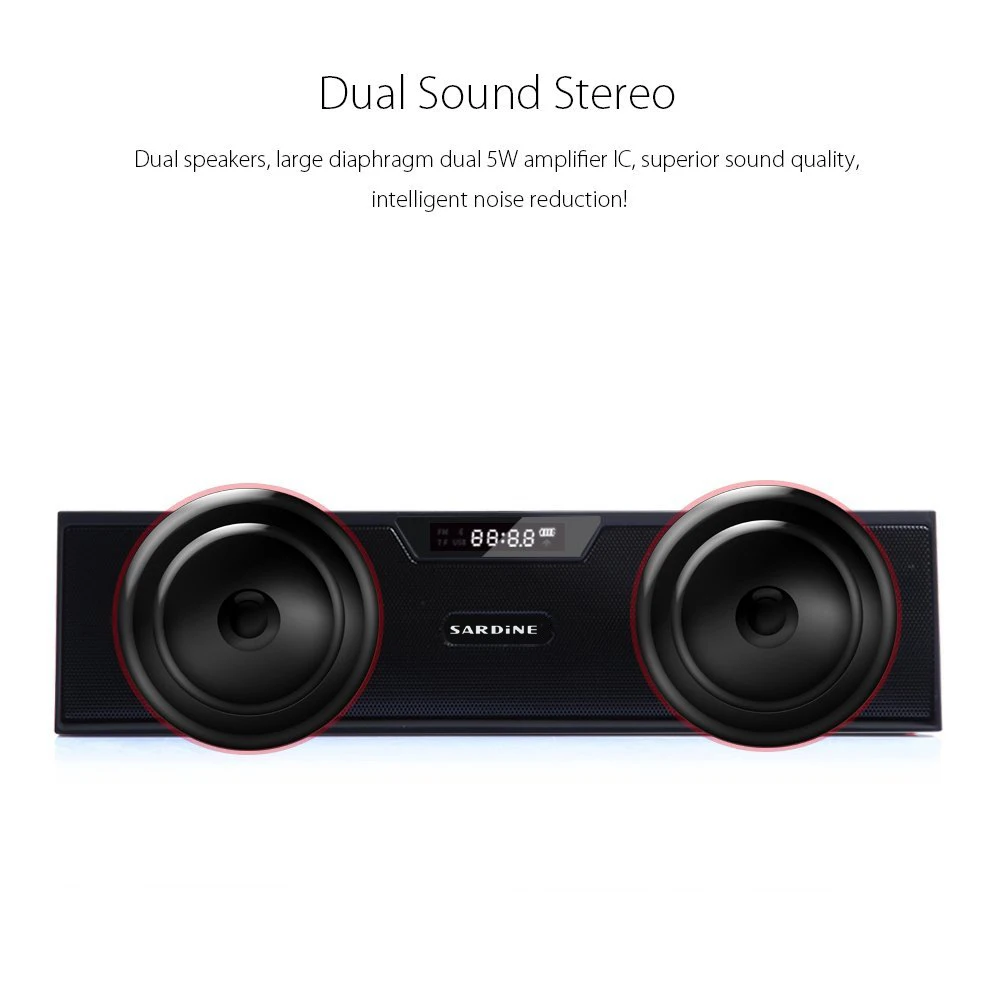 Sardine SDY-019 беспроводной Bluetooth динамик fm-радио 10 Вт портативный стерео сабвуфер Hi-Fi динамик s плеер с sd-картой