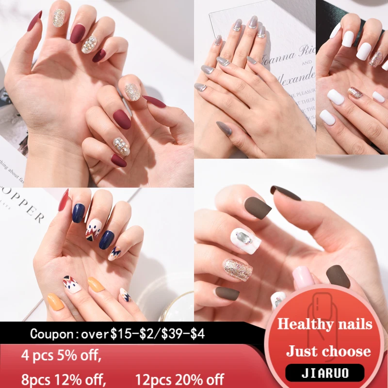 

Fake Nails Art Designs Short Stick Press on False Kiss Display Clear Tipsy Set Full Cover Artificial Packaging Nail Tipswith