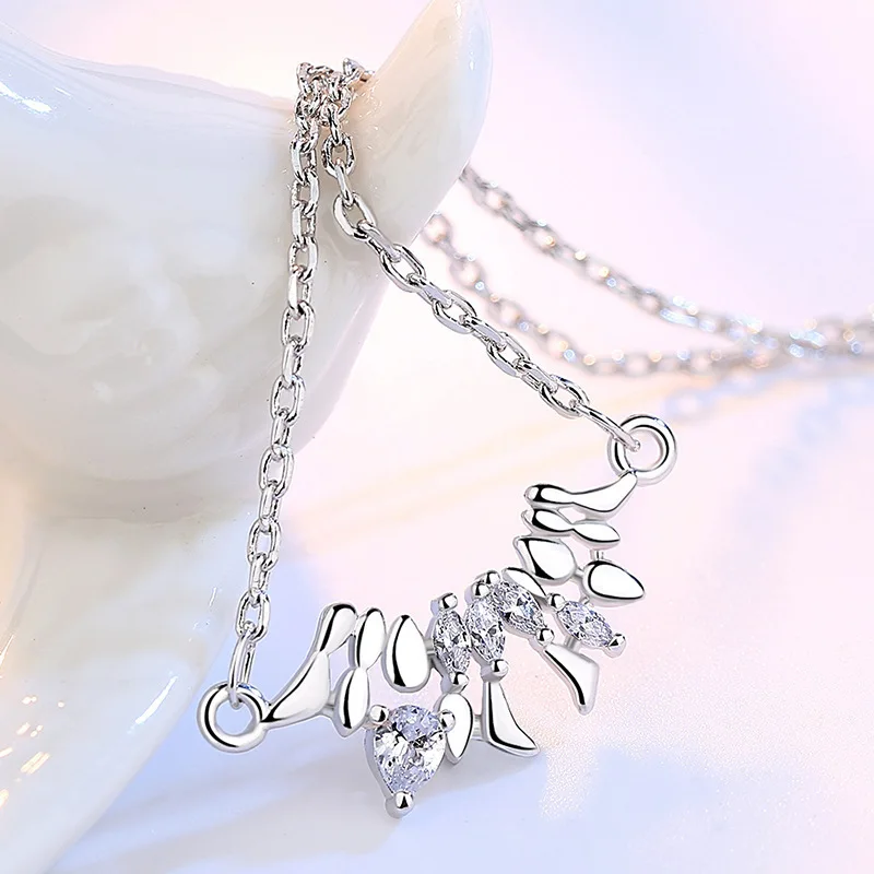 

Sweet Heartbeat Letter Pendant S925 Short Collarbone Necklace Female Wholesale Jewelry Sweet Gift 925 Silver 18inches Chain J08