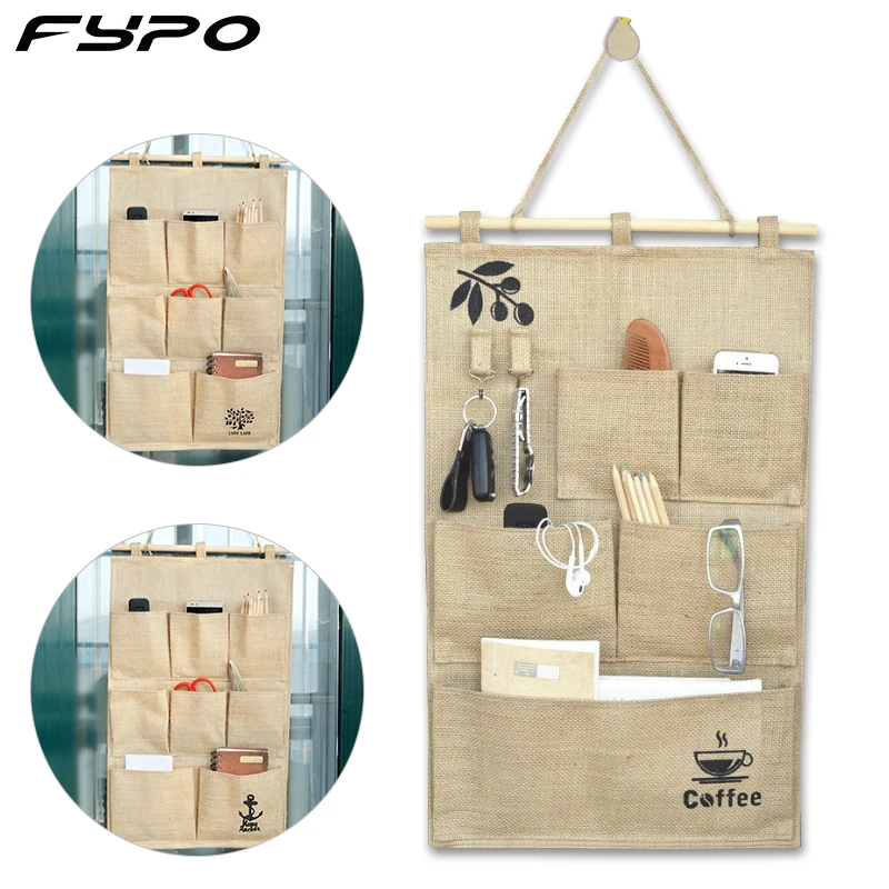 Сумка для хранения из натурального джута водонепроницаемый настенный