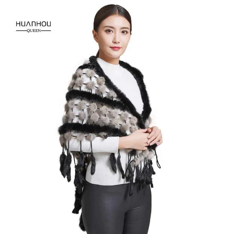 Шаль из меха норки Новое поступление модных шарфов для женщин красивые теплые