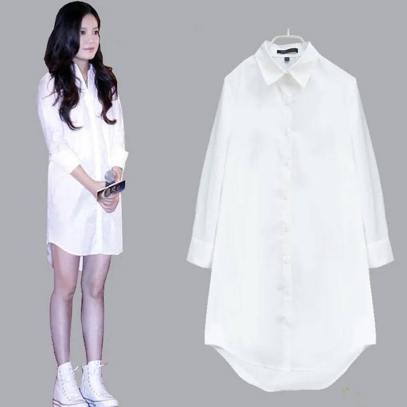 

White Shirt Women Oversize Shirts Loose Long Shirt Sexy Long Sleeves Woman Blouses Summer Clothes for Women Cotton Blue Shirt