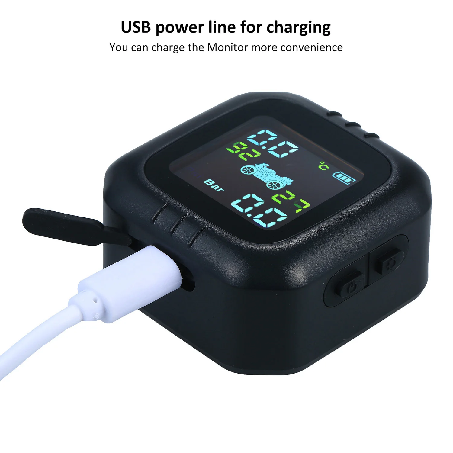 

Tire Pressure Motorcycle Monitoring System With 2 External Sensors Motor TPMS Real-time Voice Alarm Tyre Security