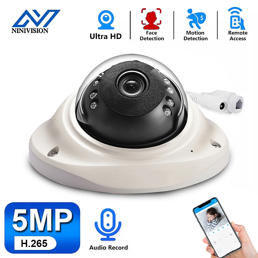 

Sony IMX335 IP Camera 5MP Vandal-proof Waterproof Outdoor Dome Camera Internal Audio Remote Access Xmeye Cloud H.265