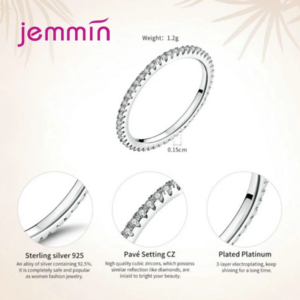 Simple Full Cubic Zircon Inlay Paved Round Circle Ring Fine Jewelry 925 Sterling Silver Brilliant Stackable Finger Accessories | Украшения