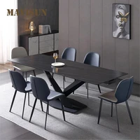 italian light luxury rock slab dining table extended folding rectangular household kitchen table black minimalist furniture