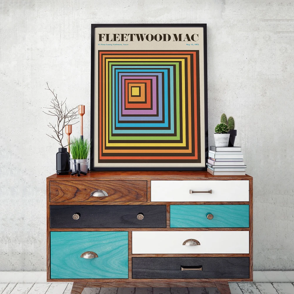 

Fleetwood Mac Music Poster Band Gig Vintage Colorful Canvas Painting Retro Wall Pictures for Living Room Home Decor No Frame