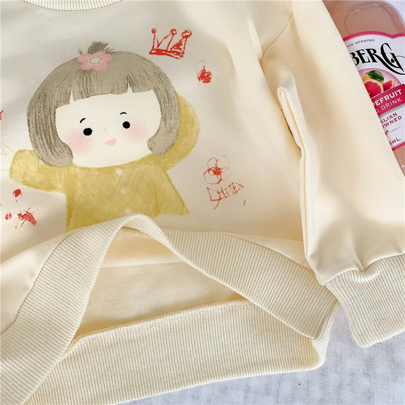 

Spring 2021 cute baby girls cartoon sweatshirts children girl print pullovers casual Tops