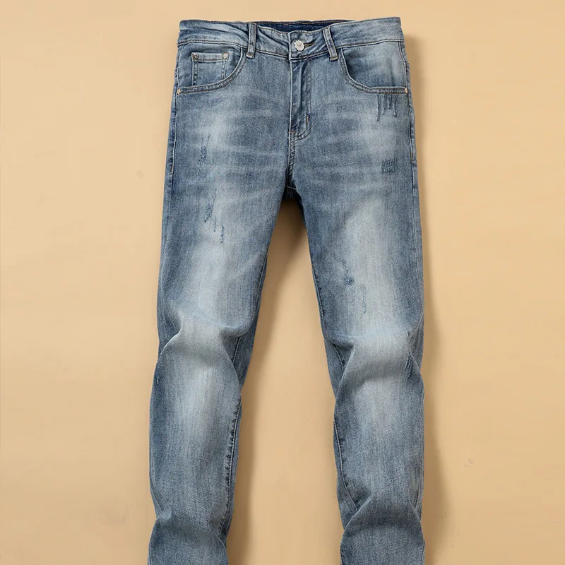 

Men's summer new mid Waist Stretch casual trend men's jeans