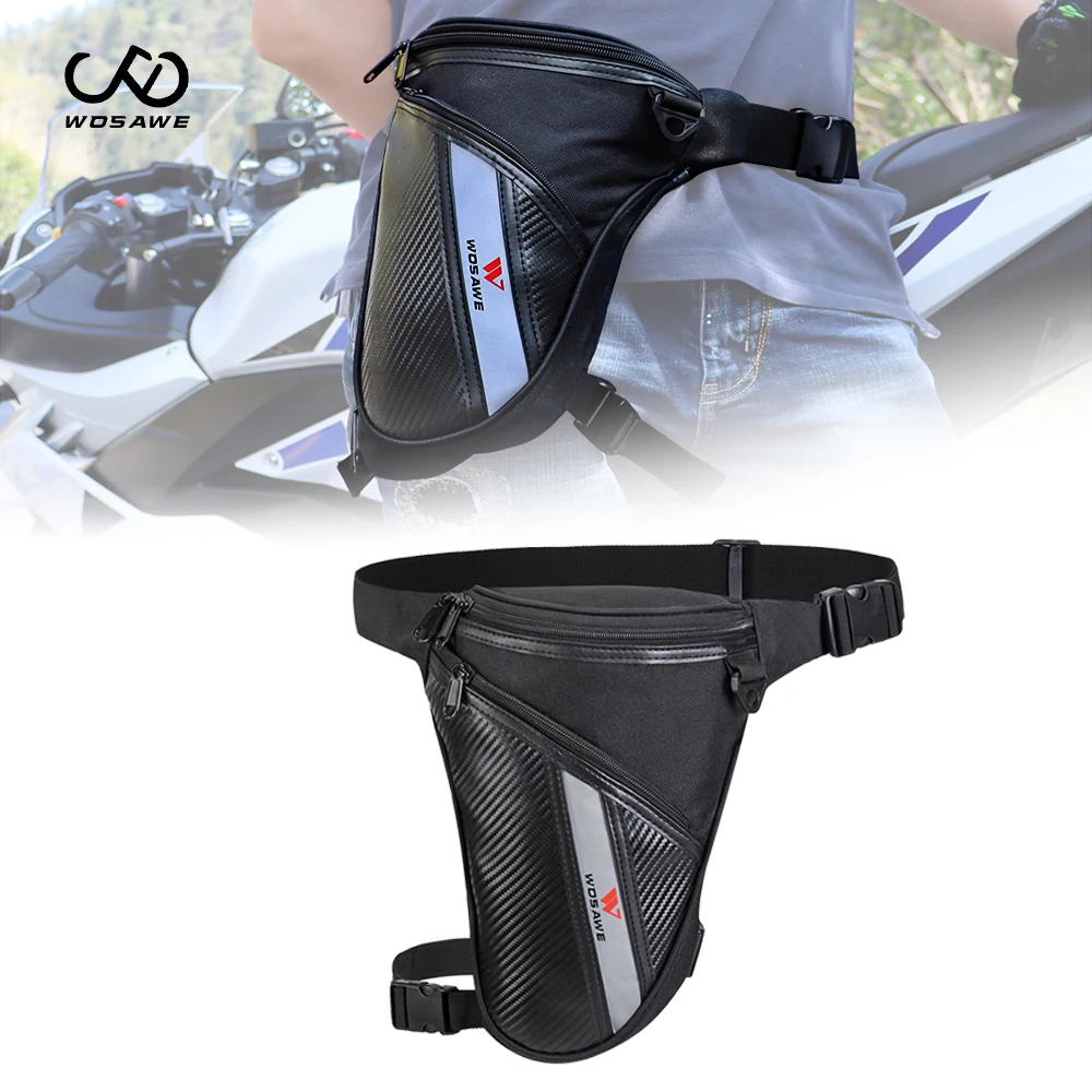 WOSAWE Waterproof Motorcycle Drop Leg Bag Waist Hip Belt Fanny Pack Rider Outdoor Waist Pocket Moto Motocross Bike Bag 25x7x29cm