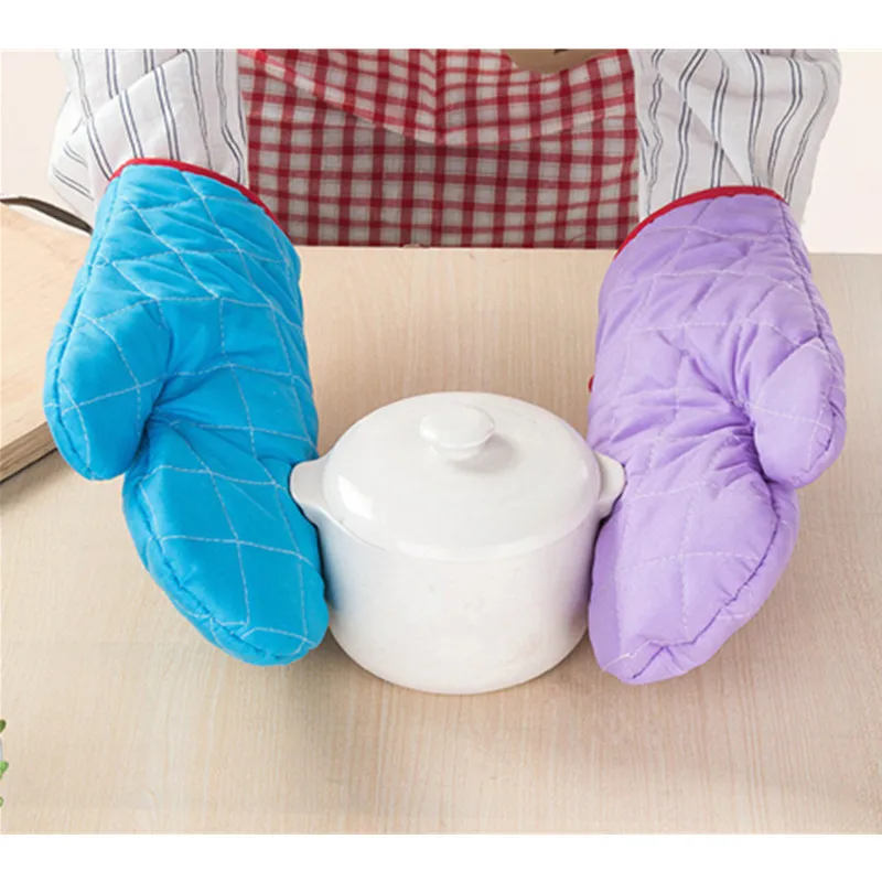 Однотонные перчатки для микроволновой печи, силиконовые Нескользящие термоизоляционные варежки для барбекю, кухонные перчатки для выпечк...
