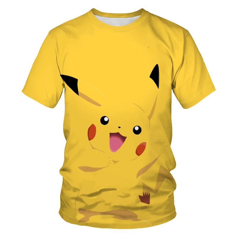 

Cute parent-child clothing Pikachu summer men's and women's T-shirt streetwear 3D printing personality O-neck short sleeves