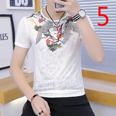 

Men's Trends Silk Short Sleeve T-Shirt Tide Brand Thin Ice Silk Half Sleeve Lapel