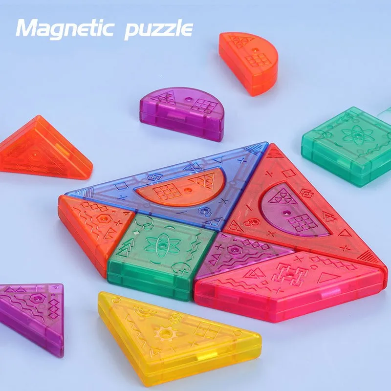 

Kids Magnetic 3D Puzzle Jigsaw Tangram Thinking Training Game Baby Montessori Learning Educational Plastic Toys for Children