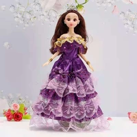 fashion purple sequin lace doll dress 16 bjd clothes for barbie doll clothes princess wedding gown outfits 30cm dolls accessory