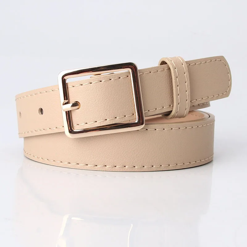 

2021 Fashion Women Leather Belts Square Gold Buckle Classic Simple Belts for Women for Jeans Casual StrapAL011