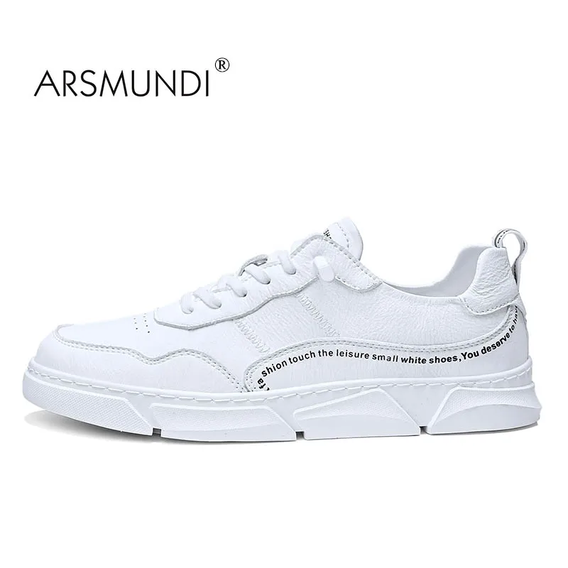 

ARSMUNDI Skateboarding Shoes White Sneakers Sneakers Mens PU Shoes Fashion Cool Street Sneakers Breathable Men's Casual Shoes