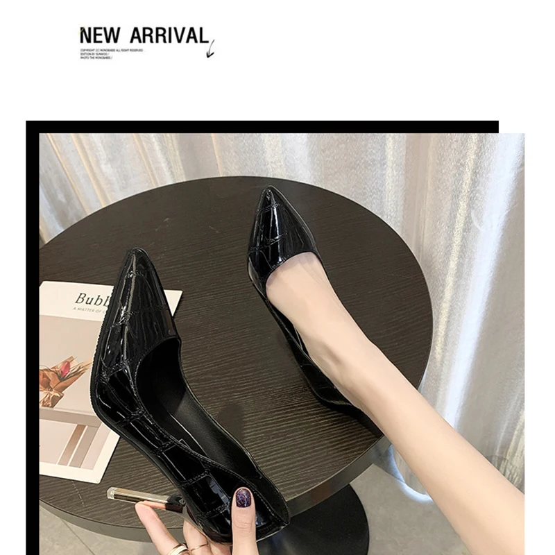 

2020 Autumn New Sexy 10cm Pointed Black High Heels Women's All-Around Work Light Mouth Thin Single Shoes Women