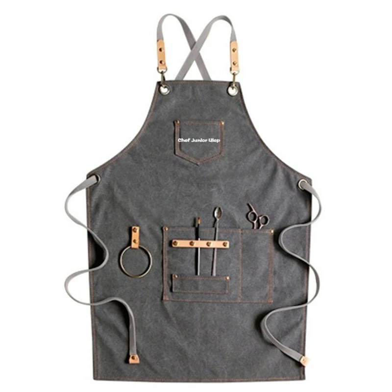 

Chef Apron Cotton Canvas Cross Back Adjustable Apron with Pockets for Women and GXMA