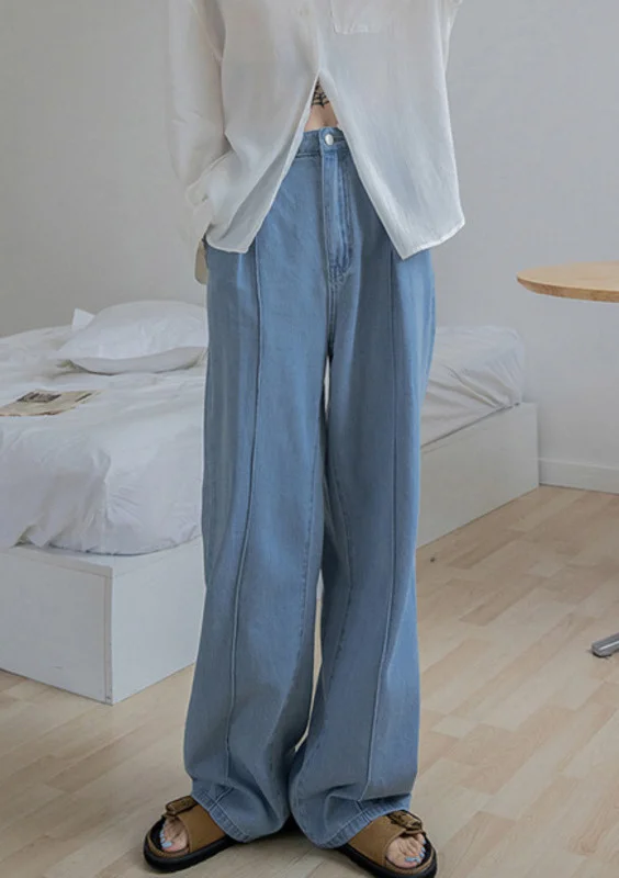 

Женские джинсы с широкими штанинами, летние тонкие небольшие вертикальные прямые брюки с высокой талией, свободные напольные брюки, 2021