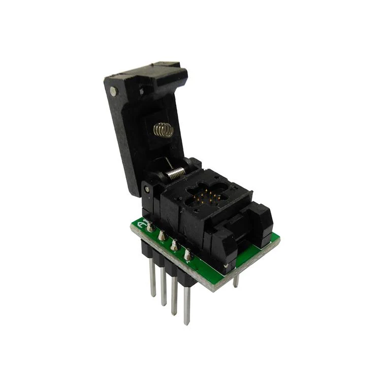 QFN8 DFN8 WSON8 Programming Socket Pogo Pin Probe Adapter Pin Pitch 0.8mm IC Body Size 4x3mm Clamshell Test Socket Programmer