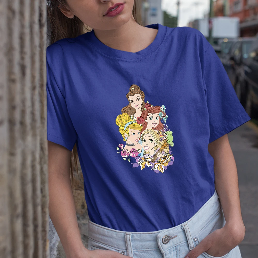 

Casual Women T-Shirts Disney Summer New Products Fashion Dropship Princess Kawaii Pattern Comfortable Color T Shirts Female Cute