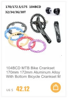 Велосипедные шатуны 2 скорости 38T 24T пластина 104BCD MTB велосипед кривошипный алюминиевый сплав с нижними аксессуарами 170 мм 172,5 мм 175 мм