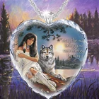 Изысканная индийская девушка и волк в форме сердца, кристаллическое ожерелье с подвеской, модное женское ожерелье, дикое ожерелье, ювелирные аксессуары, индивидуальное ожерелье, подарок на день рождения