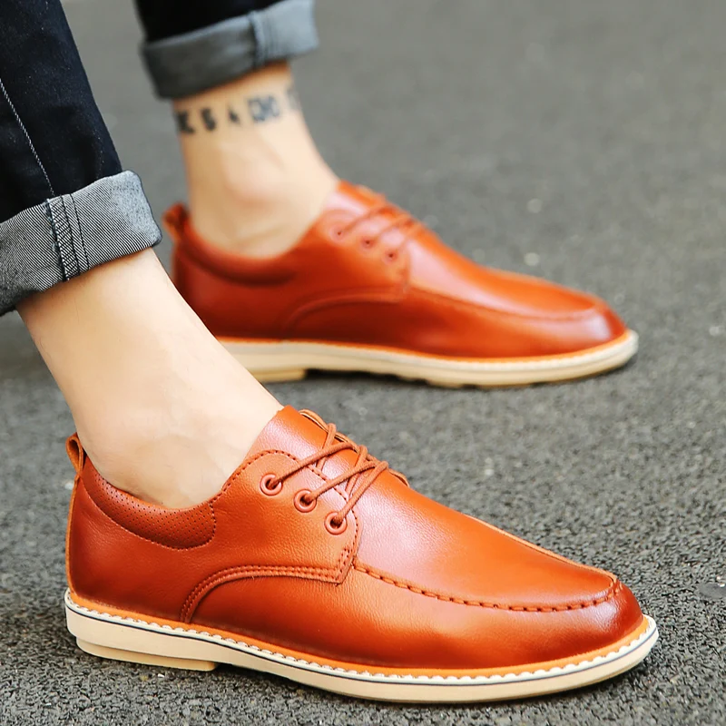 

New Arrivals High Quality Lace-up Pu Leather Casual Fashion Low Heel Trendy Oxfords Shoes for Men Zapatos De Hombre KE340