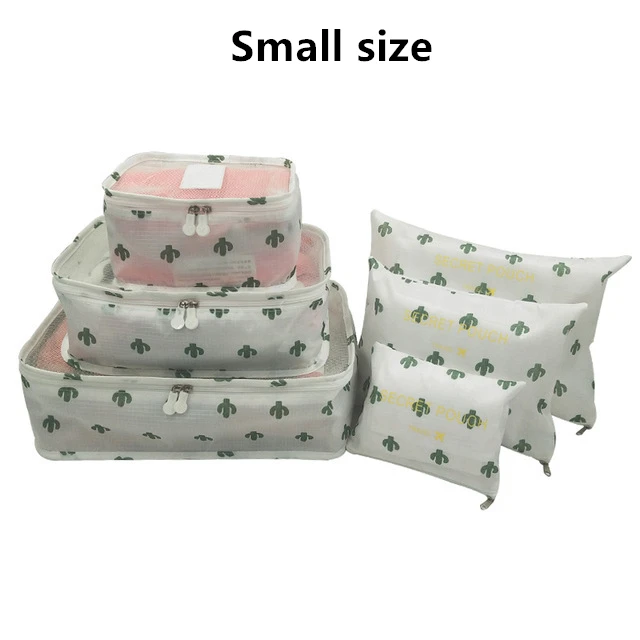 Small size Cactus 6 шт./компл. путешествия Чемодан сумка для хранения Чемодан упаковочный комплект Портативный Водонепроницаемый одежда багажа куб Чехлы Организатор мешок в мешок - Цвет: Small size Cactus