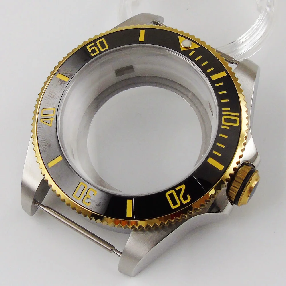 Silver Color 316L 43mm Watch Cases Screw Down Crown Ceramic Bezel Sapphire Crystal fit NH35 NH35A NH36 NH36A Seeing Backcover