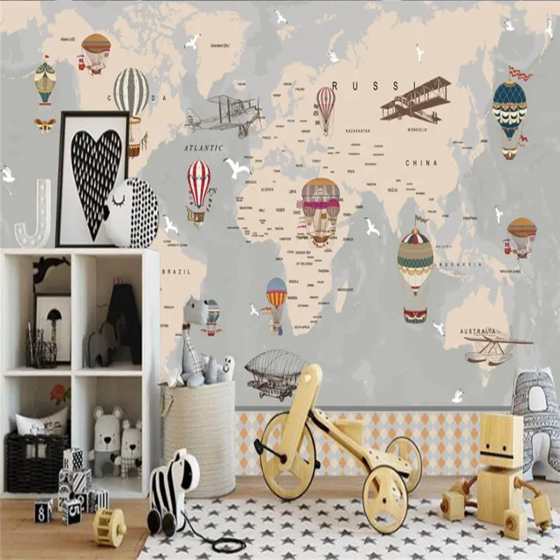 Индивидуальные Настенные обои на заказ для детской комнаты мультяшная карта