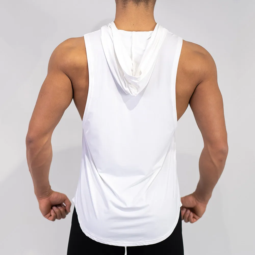 Бодибилдинг топы для мужчин Тренажерный Зал Фитнес хлопок жилет с капюшоном без