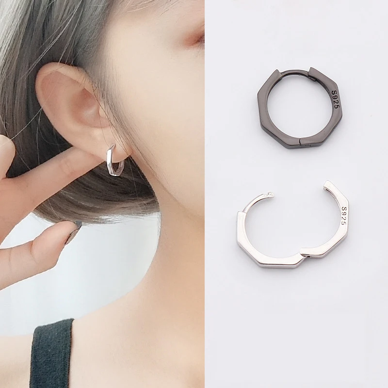 

LByzHan Minimalist Geometric Hoop Earrings for Women Authentic 925 Silver Small Simple Ear Hoops Fine Jewelry