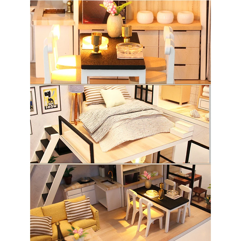 Миниатюрный Кукольный домик сделай сам модель кукольного домика игрушка пазл в