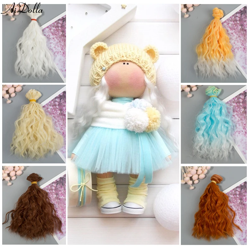 Aidolla модные DIY 15*100 см мини-локоны вьющиеся парики высокотемпературный материал прямые волосы парик для BJD куклы аксессуары