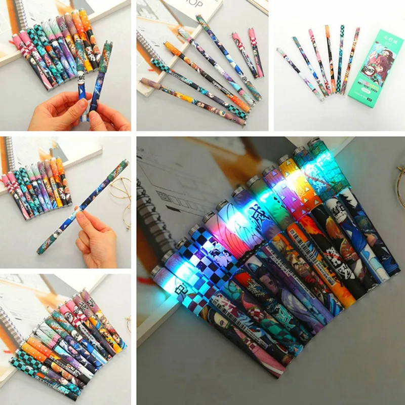 

12 Pcs Anime Demon Slayer Kimetsu No Yaiba Kamado Tanjirou Magnetic Neutral Rotating Gel Pen Kawaii Gel Pen Kids Stationery Gift