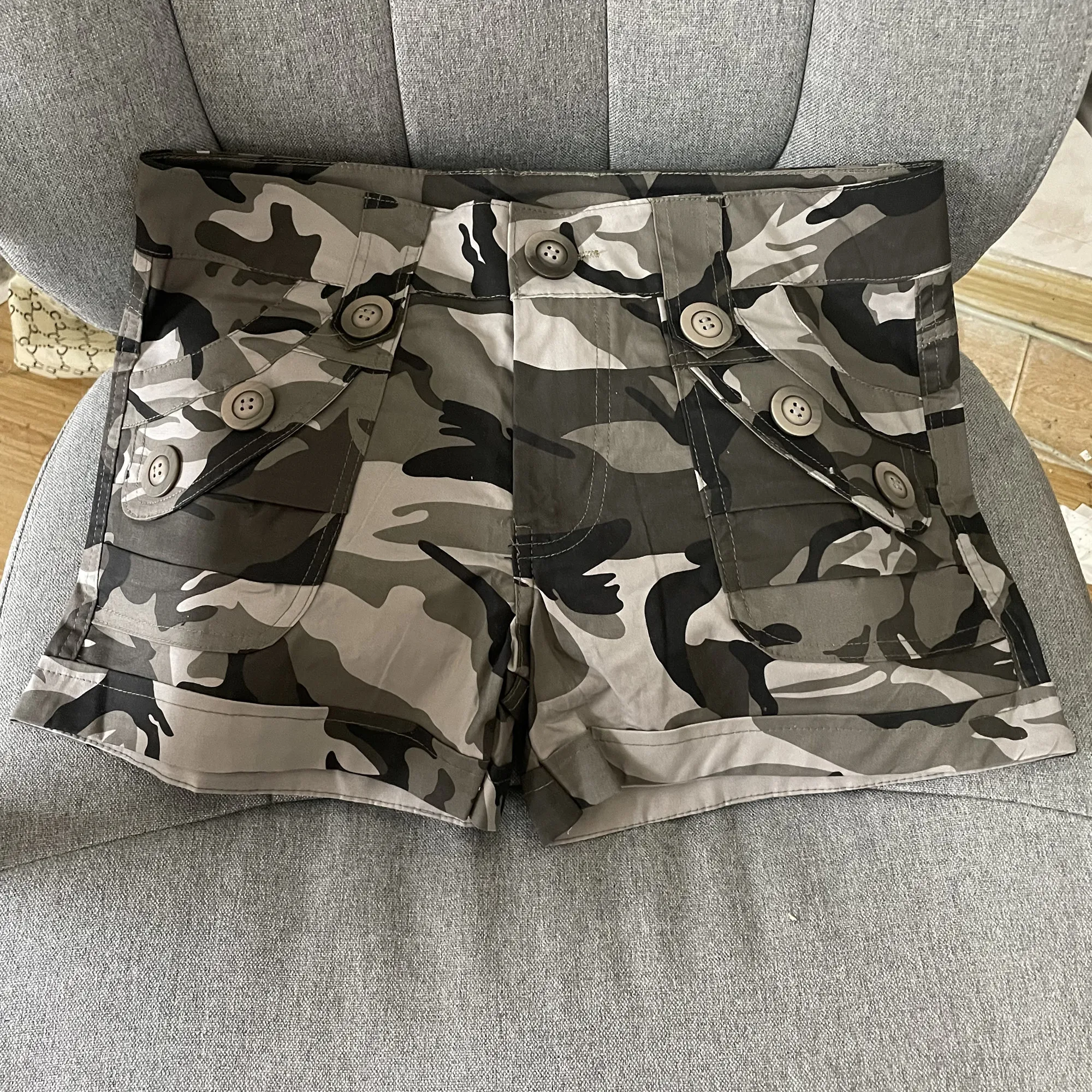 Шорты-карго женские в стиле милитари модные камуфляжные хлопковые повседневные