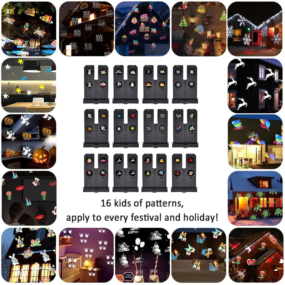 Рождественский светодиодный лазерный проектор снежинок с пультом