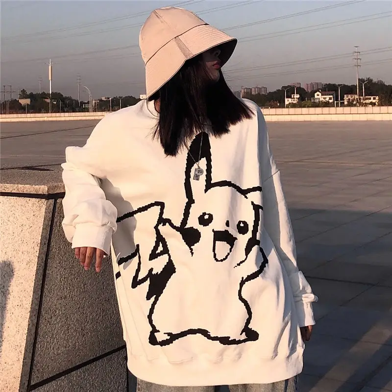 Женская толстовка с капюшоном Pokemon зимняя утепленная Пикачу в Корейском стиле