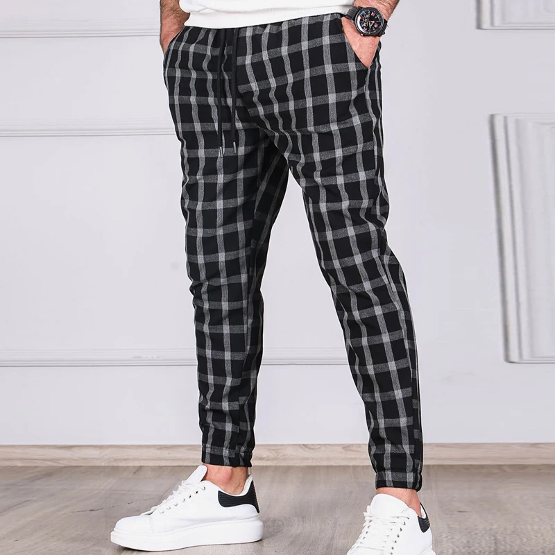 

Autumn Men Pants Joggers Sweatpants Mens 2021 New Streetwear Pants Fitness Clothing Fashion Plaid Cotton Casual Pant Men